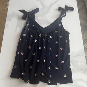Banana Republic Dark Blue Floral Camisole with Bow Straps